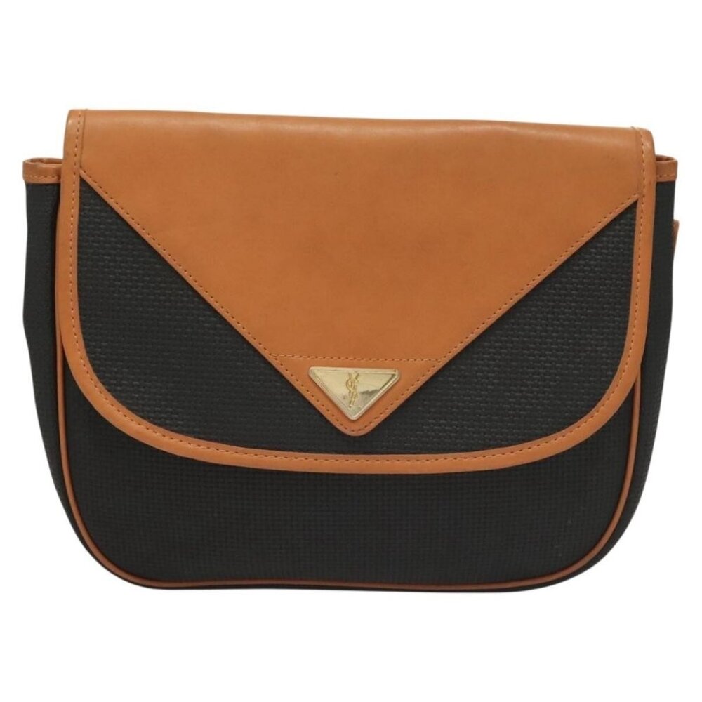 Authentic SAINT LAURENT Shoulder Bag PVC Leather Brown - Picture 5 of 16